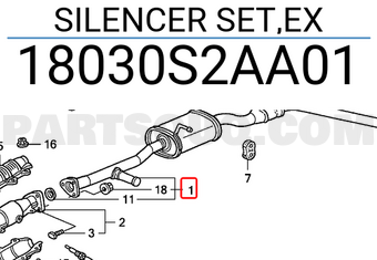Honda 18030S2AA01 SILENCER SET,EX