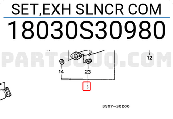 Honda 18030S30980 SET,EXH SLNCR COM