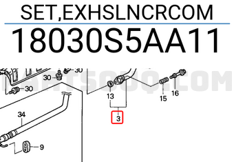 Honda 18030S5AA11 SET,EXHSLNCRCOM
