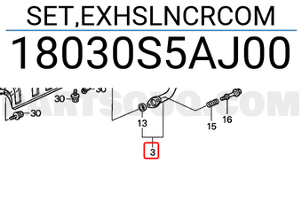 Honda 18030S5AJ00 SET,EXHSLNCRCOM