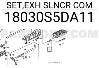 Honda 18030S5DA11 SET,EXH SLNCR COM