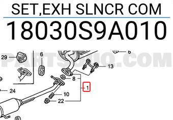Honda 18030S9A010 SET,EXH SLNCR COM