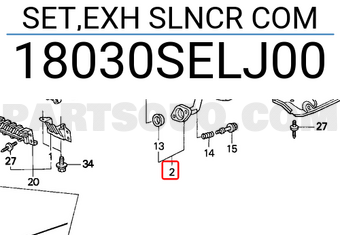 Honda 18030SELJ00 SET,EXH SLNCR COM