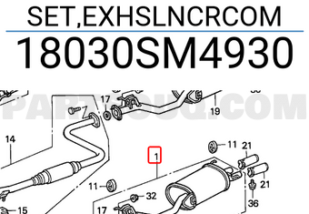 Honda 18030SM4930 SET,EXHSLNCRCOM