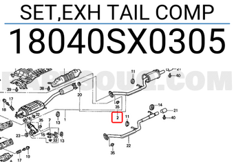 Honda 18040SX0305 SET,EXH TAIL COMP