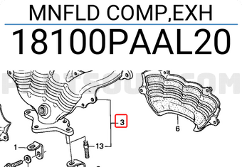 Honda 18100PAAL20 MNFLD COMP,EXH