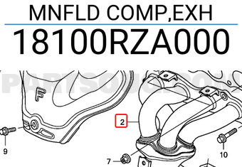 Honda 18100RZA000 MNFLD COMP,EXH