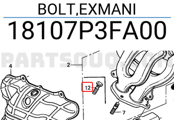Honda 18107P3FA00 BOLT,EXMANI