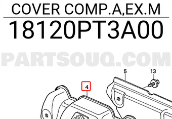 Honda 18120PT3A00 COVER COMP.A,EX.M