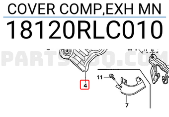 Honda 18120RLC010 COVER COMP,EXH MN