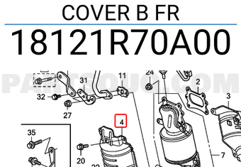 Honda 18121R70A00 COVER B FR