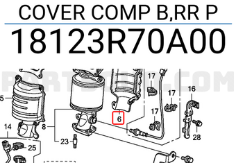 Honda 18123R70A00 COVER COMP B,RR P