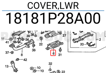 Honda 18181P28A00 COVER,LWR