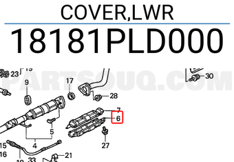 Honda 18181PLD000 COVER,LWR