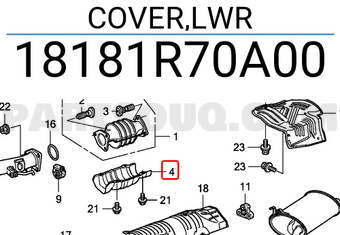 Honda 18181R70A00 COVER,LWR