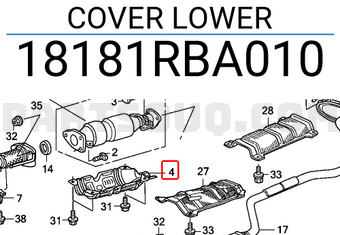 Honda 18181RBA010 COVER LOWER