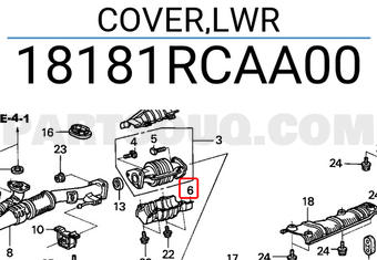 Honda 18181RCAA00 COVER,LWR