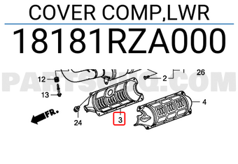 Honda 18181RZA000 COVER COMP,LWR