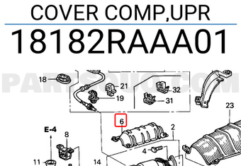 Honda 18182RAAA01 COVER COMP,UPR