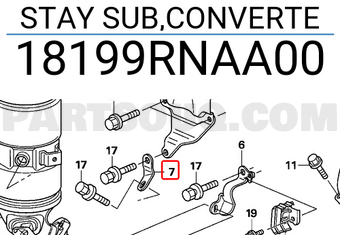 Honda 18199RNAA00 STAY SUB,CONVERTE
