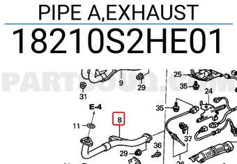 Honda 18210S2HE01 PIPE A,EXHAUST