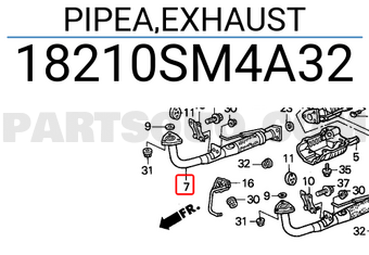Honda 18210SM4A32 PIPEA,EXHAUST