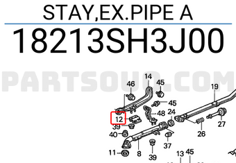 Honda 18213SH3J00 STAY,EX.PIPE A