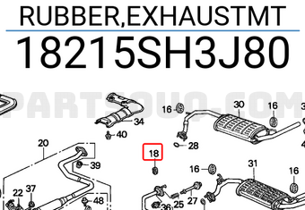 Honda 18215SH3J80 RUBBER,EXHAUSTMT