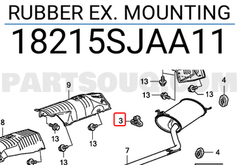 Honda 18215SJAA11 RUBBER EX. MOUNTING