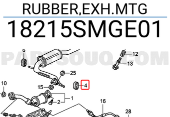 Honda 18215SMGE01 RUBBER,EXH.MTG