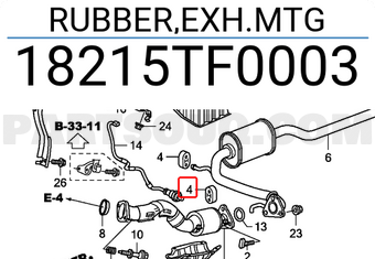 Honda 18215TF0003 RUBBER,EXH.MTG