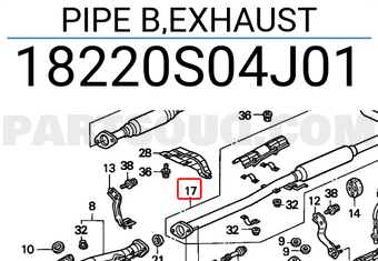 Honda 18220S04J01 PIPE B,EXHAUST