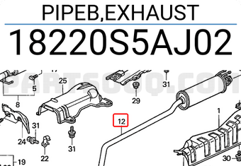Honda 18220S5AJ02 PIPEB,EXHAUST