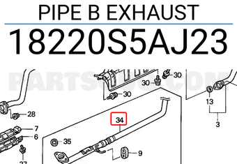 Honda 18220S5AJ23 PIPE B EXHAUST