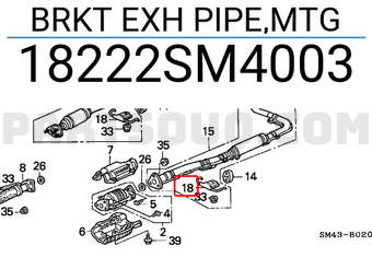 Honda 18222SM4003 BRKT EXH PIPE,MTG