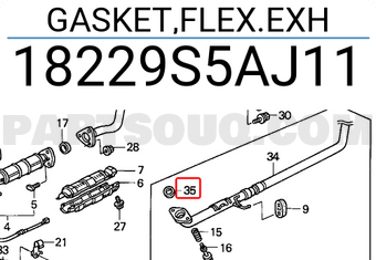 Honda 18229S5AJ11 GASKET,FLEX.EXH