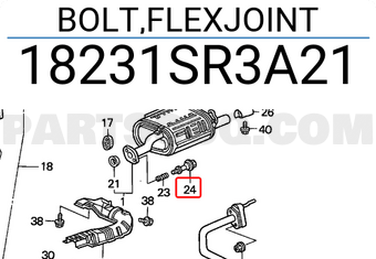 Honda 18231SR3A21 BOLT,FLEXJOINT