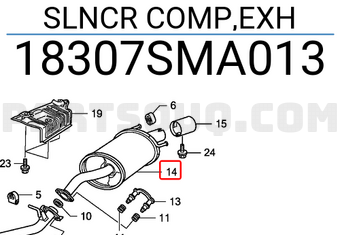 Honda 18307SMA013 SLNCR COMP,EXH