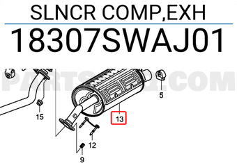 Honda 18307SWAJ01 SLNCR COMP,EXH