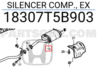 Honda 18307T5B903 SILENCER COMP., EX