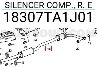 Honda 18307TA1J01 SILENCER COMP., R. E