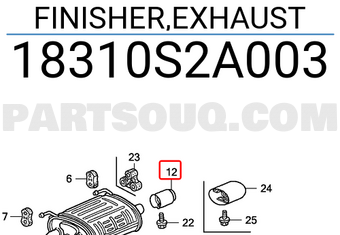 Honda 18310S2A003 FINISHER,EXHAUST