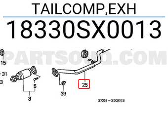 Honda 18330SX0013 TAILCOMP,EXH