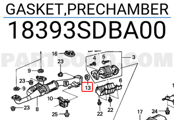Honda 18393SDBA00 GASKET,PRECHAMBER