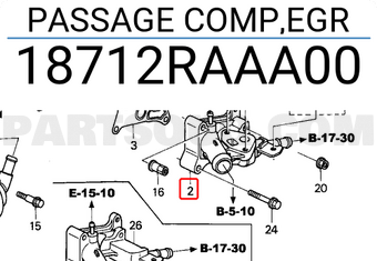 Honda 18712RAAA00 PASSAGE COMP,EGR