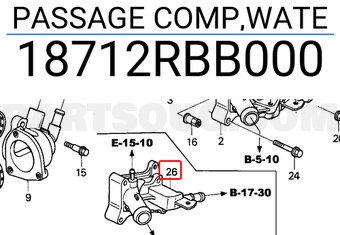 Honda 18712RBB000 PASSAGE COMP,WATE