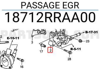 Honda 18712RRAA00 PASSAGE EGR