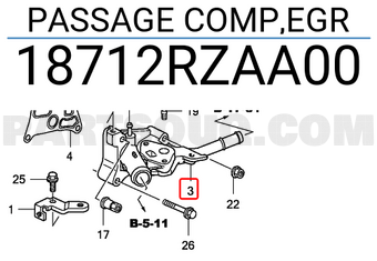 Honda 18712RZAA00 PASSAGE COMP,EGR