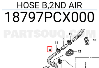 Honda 18797PCX000 HOSE B,2ND AIR