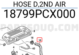 Honda 18799PCX000 HOSE D,2ND AIR
